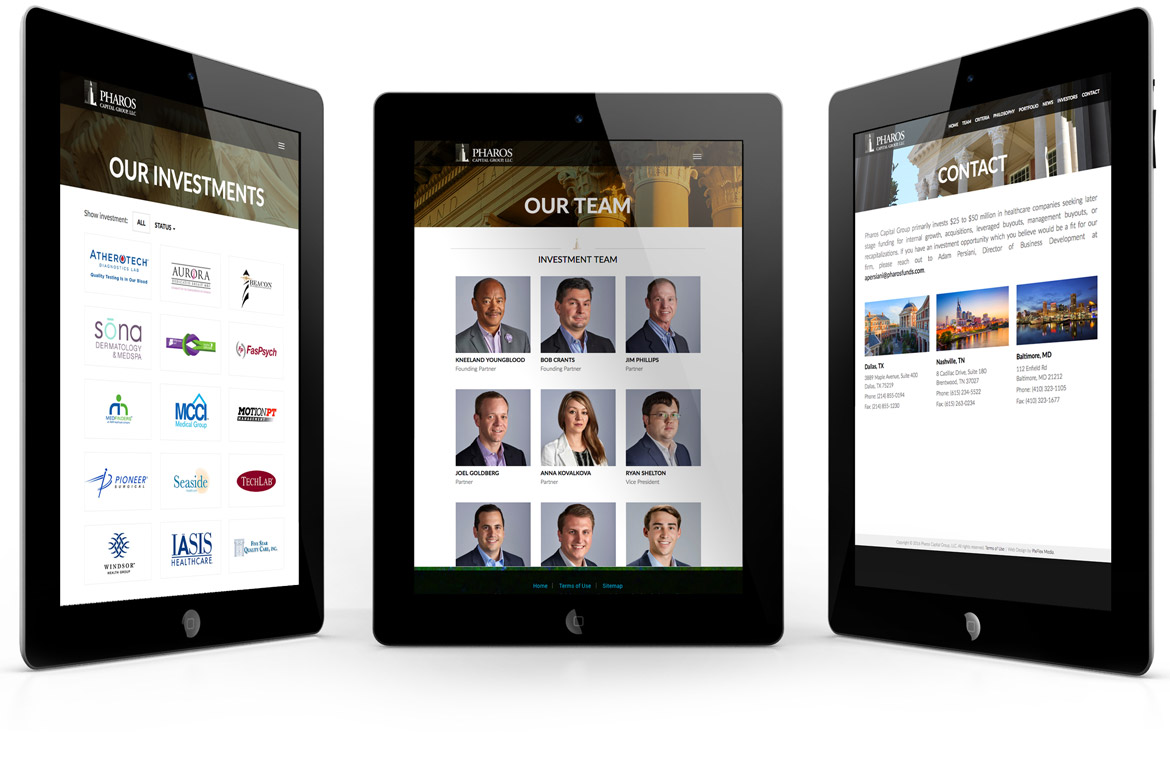 Website design for Pharos Capital Group